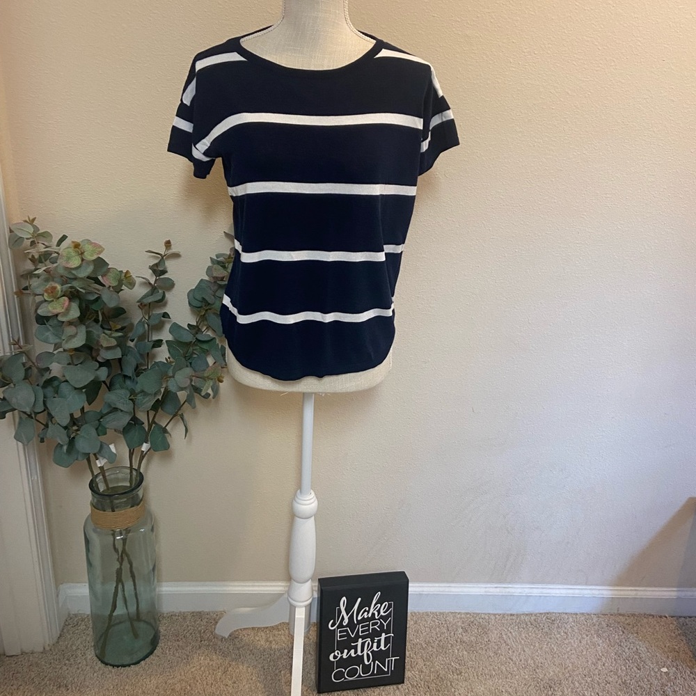 Talbots Blouse Small Petites Short Sleeves Blue